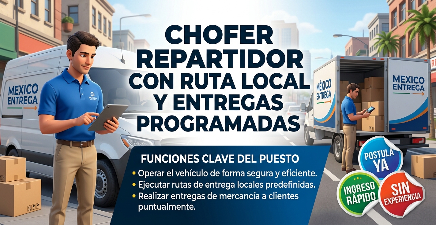 Lee más sobre el artículo Chofer repartidor con ruta local y entregas programadas 🚚🗺️